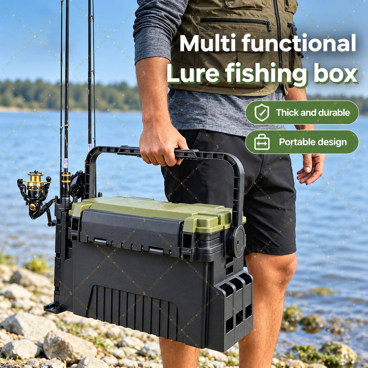 Fishing Kayak Crate - صندوق صيد كبير الحجم، متعدد الاستخدامات،